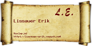 Lissauer Erik névjegykártya